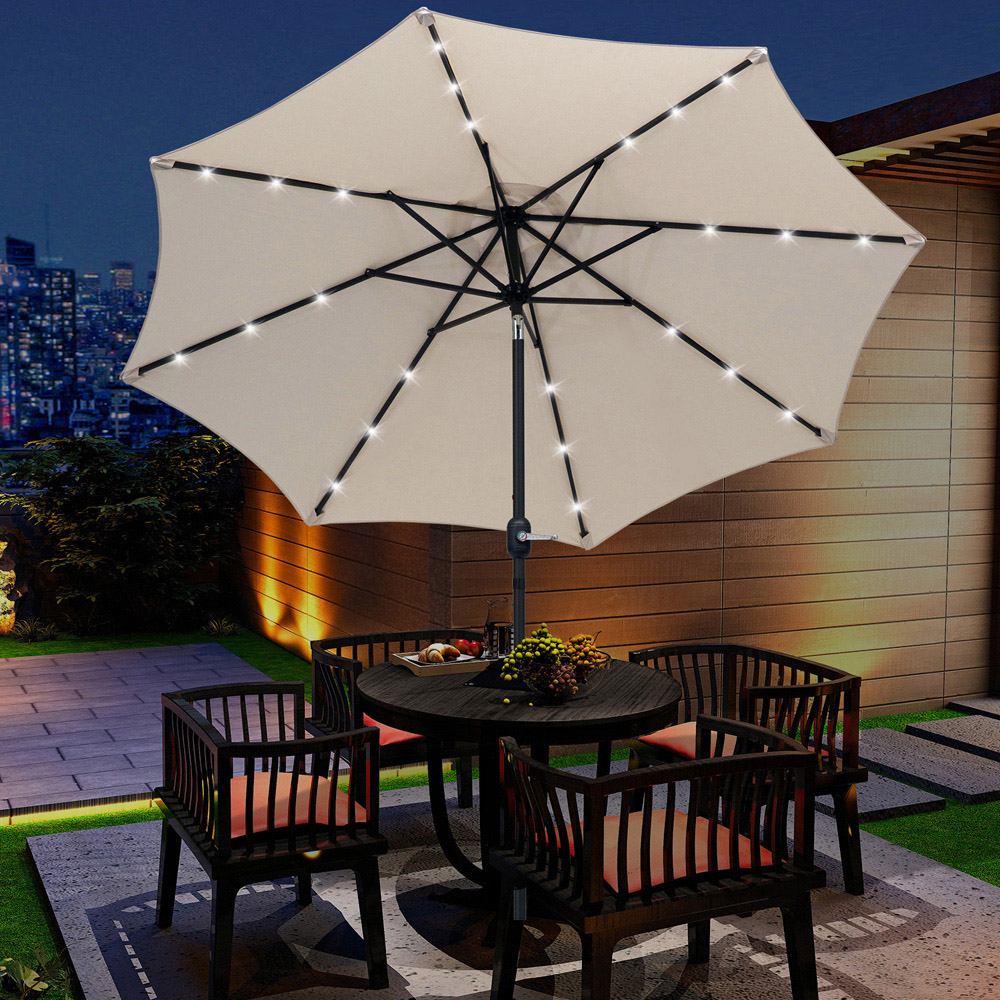 Outsunny Creamy White 24 Solar LED Parasol 2.7m Image 2