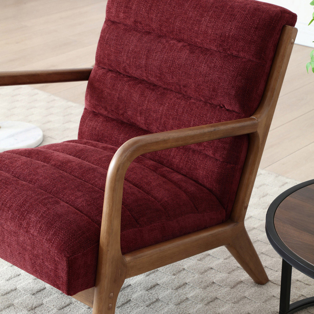 Otis Wine and Brown Chenille Static Ribbed Armchair Image 7