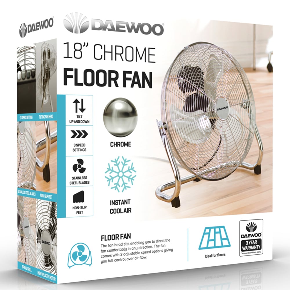 Daewoo Chrome Floor Fan 18 inch Image 7