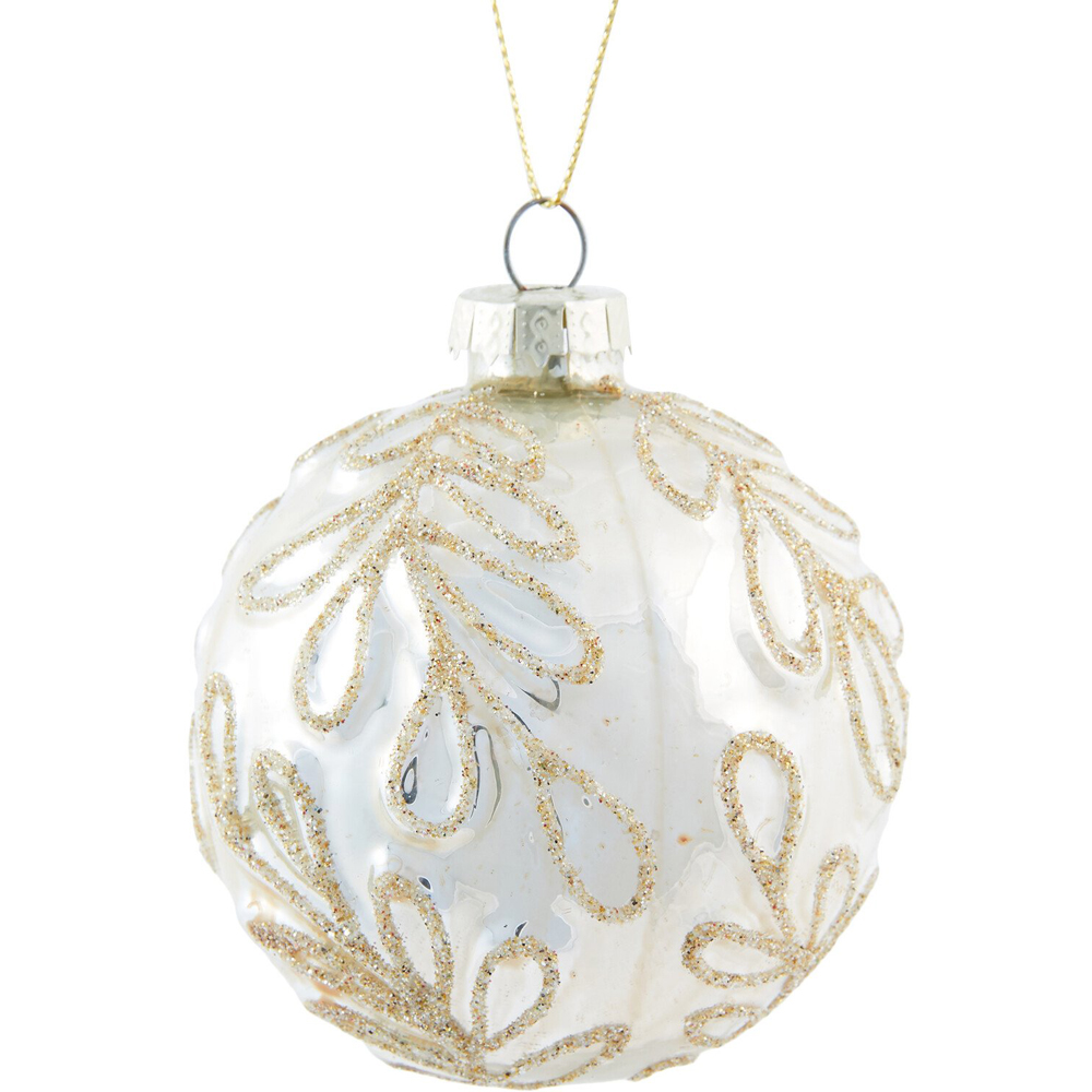 Shiny Gold Glitter Pattern Bauble Image 3
