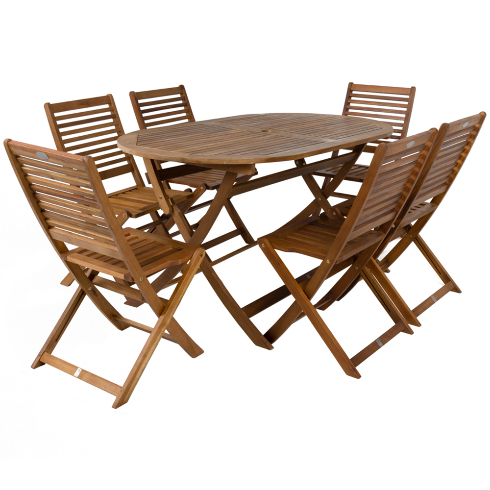 Charles Bentley Acacia 6 Seater Oval Dining Set Image 2