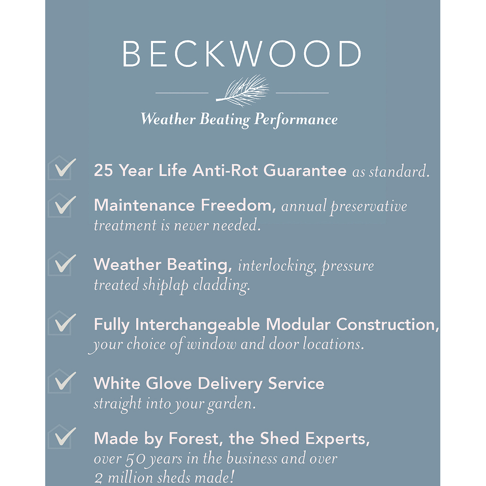 Forest Garden 8 x 6ft Beckwood Double Door 2 Window Pent Shed Image 8