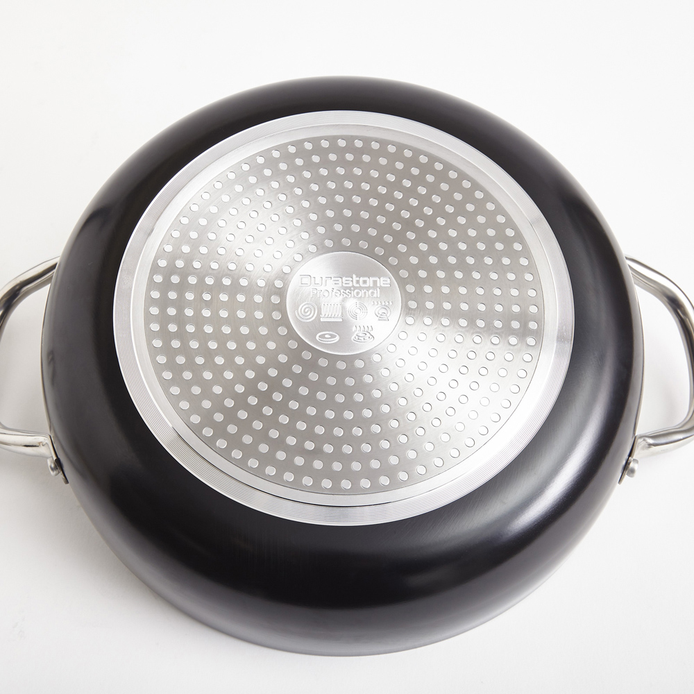 Durastone 28cm Non Stick Shallow Aluminium Casserole Pan with Lid Image 4