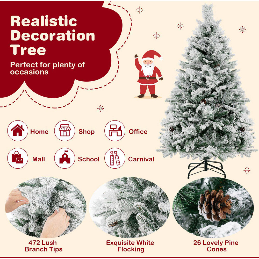 Costway Pre Lit Multicolour Pine Needles and Cones LED Artificial Christmas Tree 4.5ft Image 7
