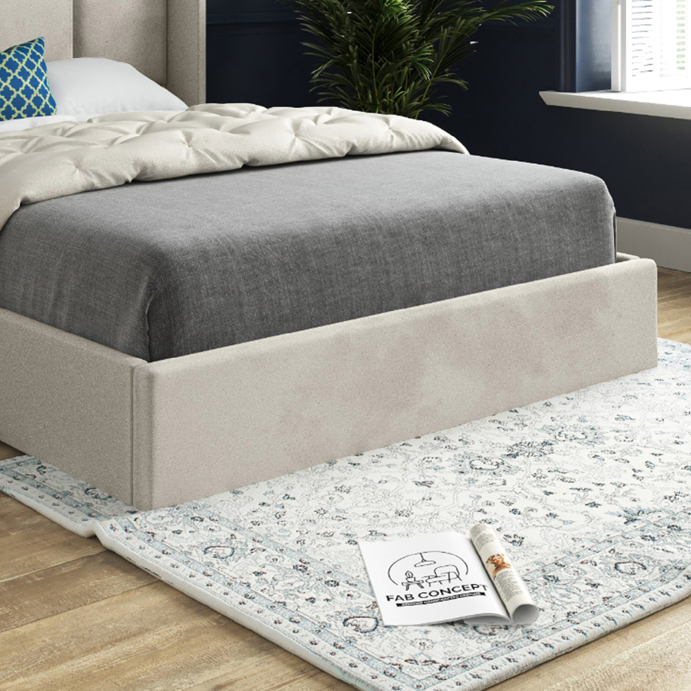 Quanta Double Silver Soft Velvet Upholstered Bed Frame with Straight Winged Headboard Image 4