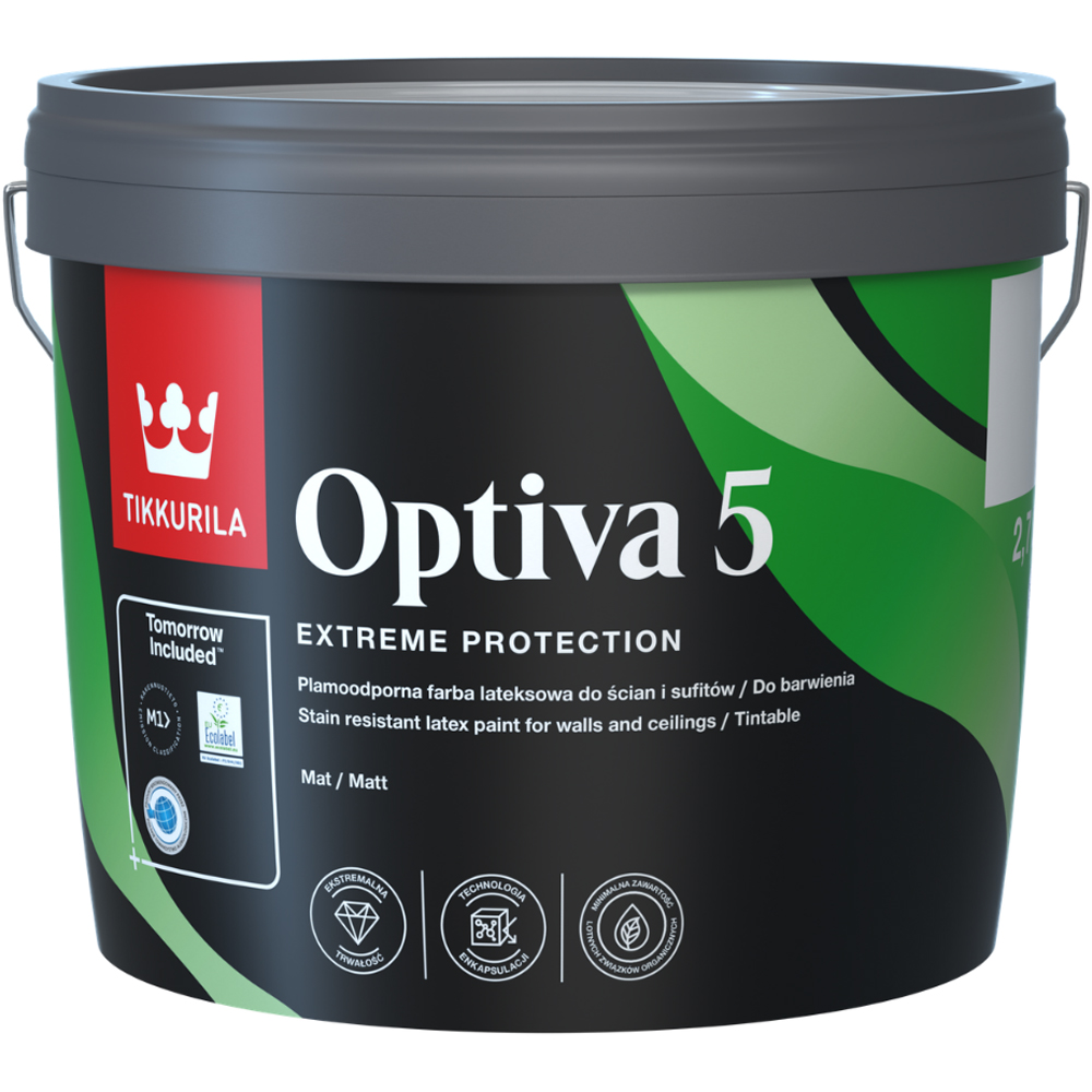 Tikkurila Optiva 5 Silk Road S440 Walls and Ceilings Stain-Resistant Matt Emulsion 3L Image 2