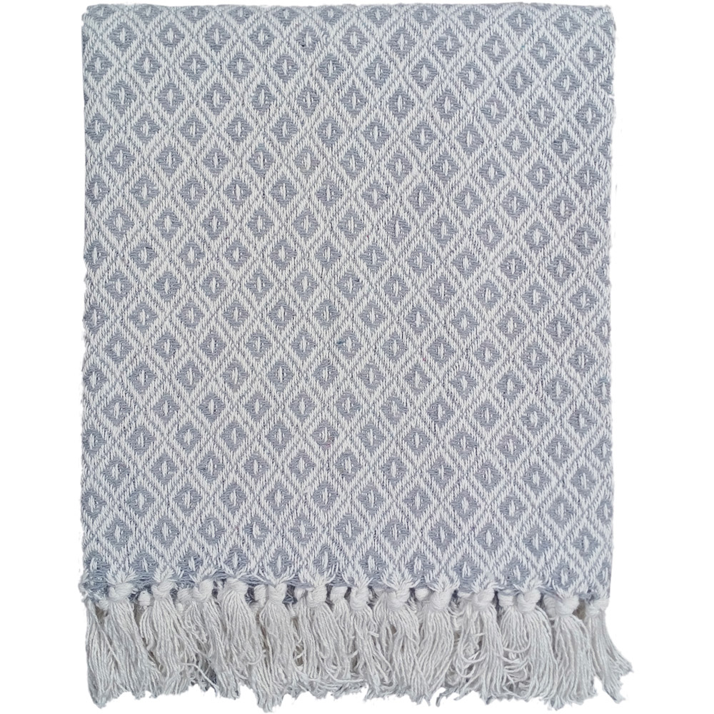 Rapport Home Silver Eden Recycled Cotton Geometric Throw 127 x 152cm Image 1