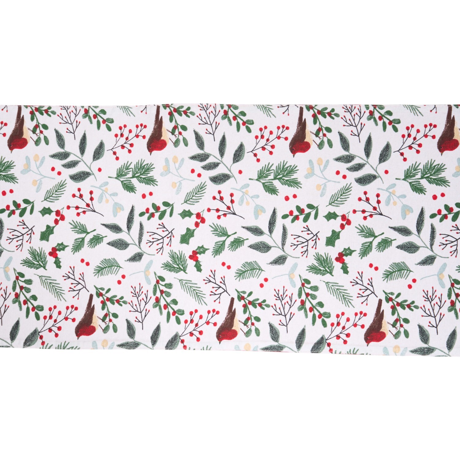Mistletoe Robin Table Runner White Image 4