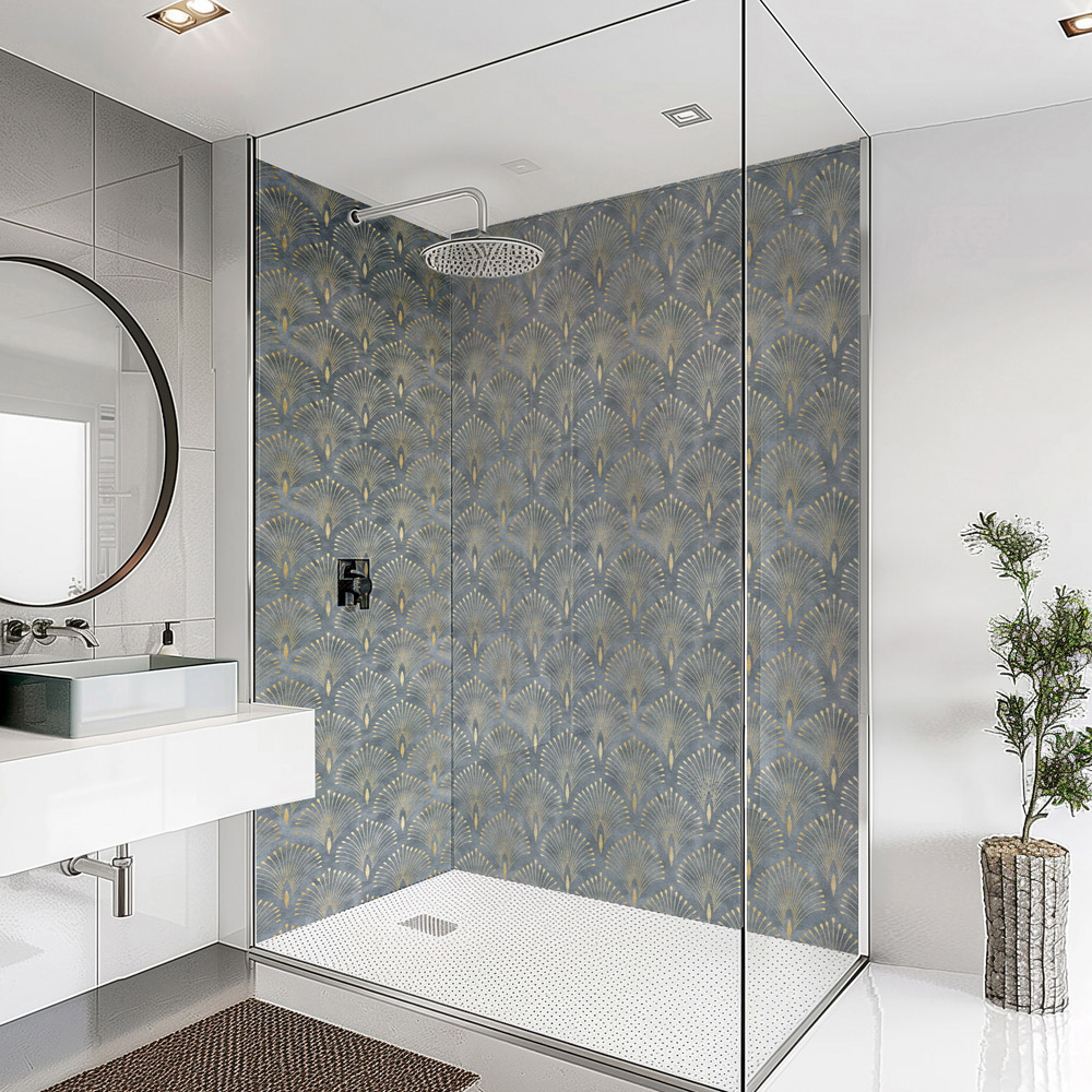 Splashbax Premium Artisan Art Deco Peacock Di Bond Shower Panel 2400 x 800mm Image 1