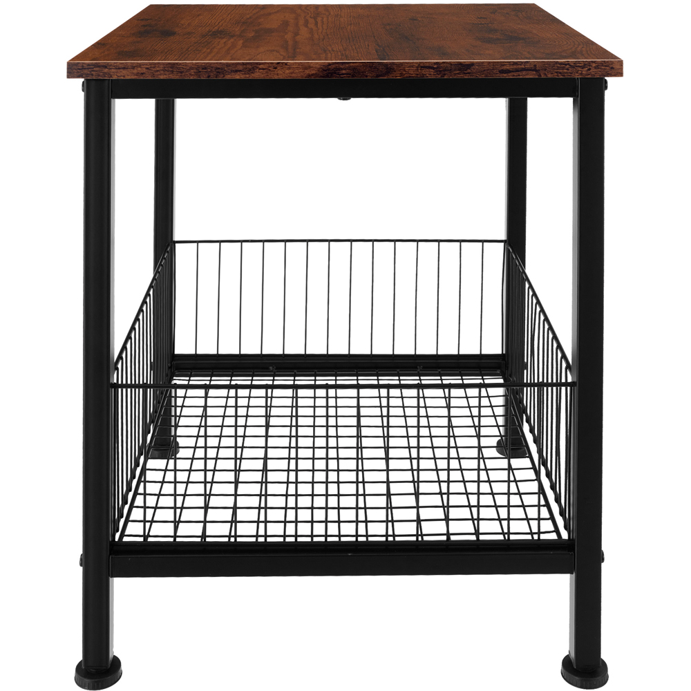 tectake Grimsby Dark Wood Bedside Table with Mesh Basket Image 3
