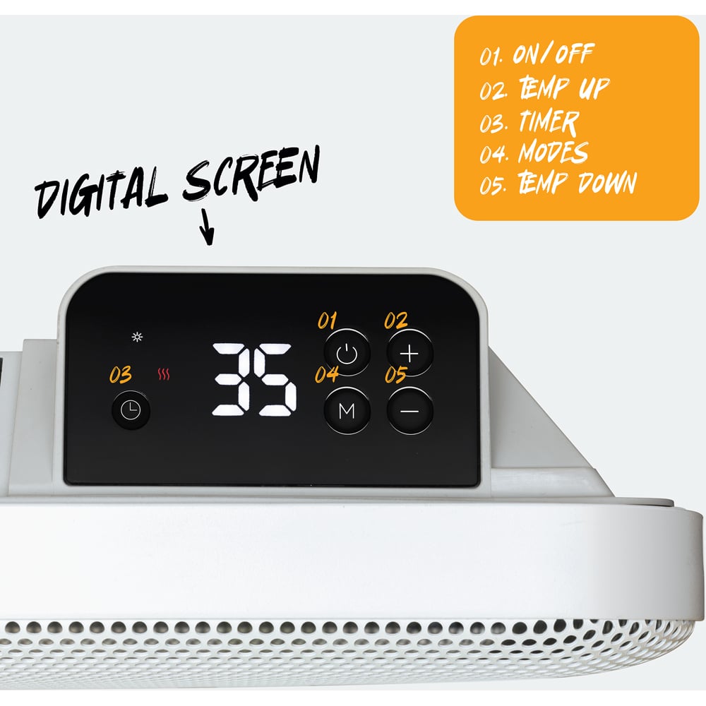 TCP White 2 in 1 Infrared Convection Wall Mounted and Free Standing Heater 2000W Image 4