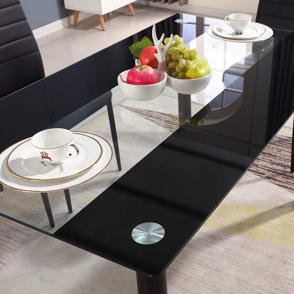 Portland Glass 6 Seater Dining Table Black Image 4
