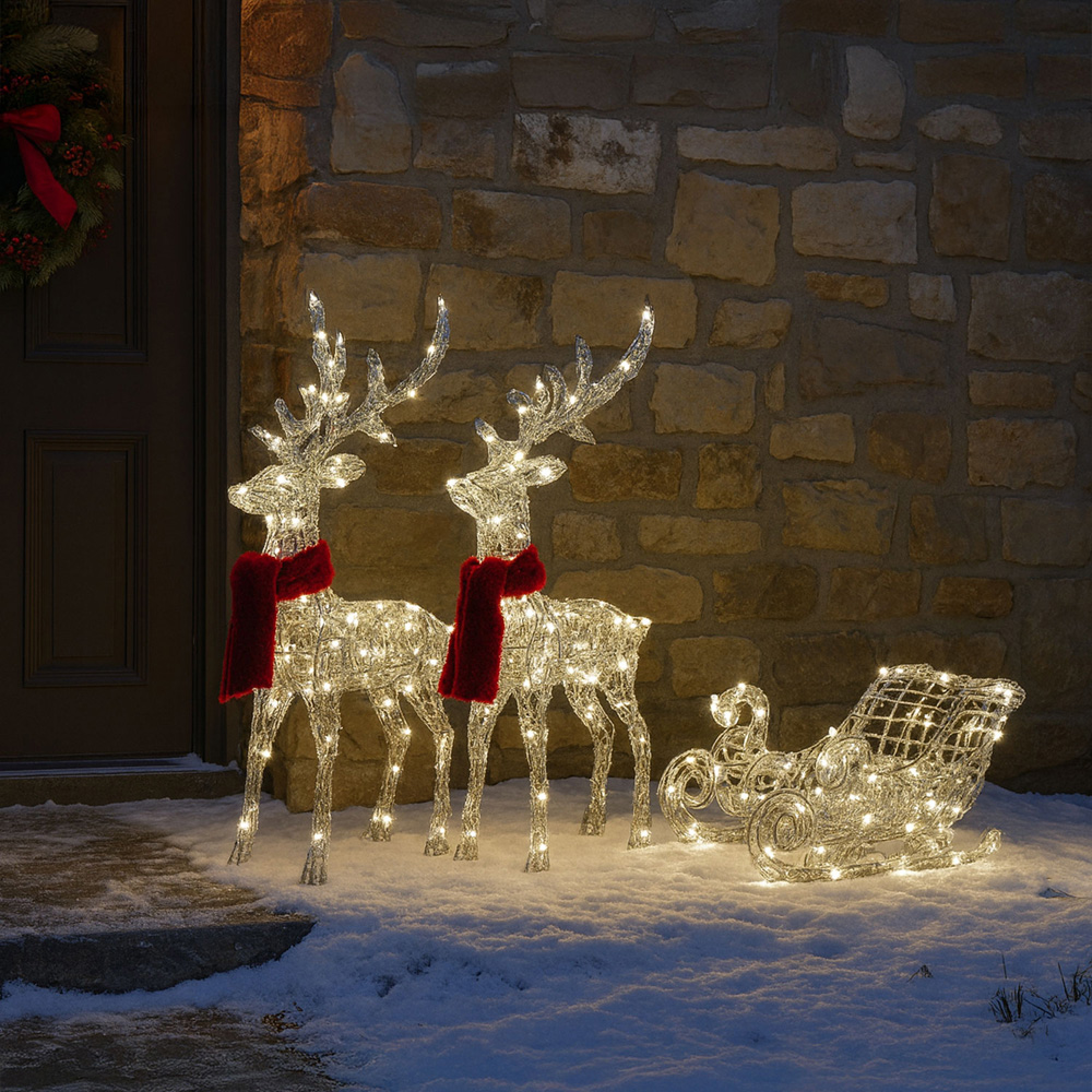 Neo 120 LED Light Up Reindeer Sleigh Christmas Decoration 5m Image 4