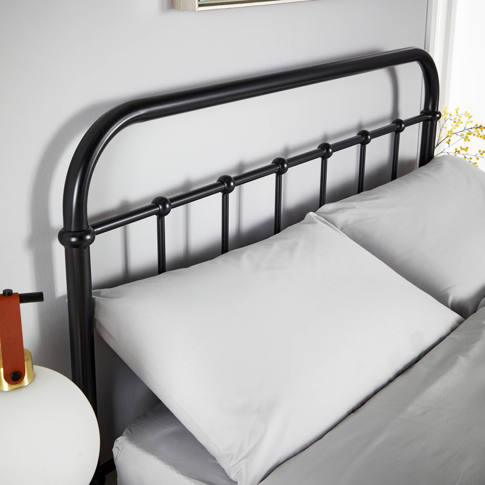 Home Source Minerva Vintage Small Double Black Metal Bed Frame Image 5