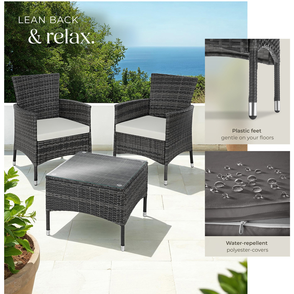 tectake Lucerne 2 Seater Grey Garden Bistro Set Image 5