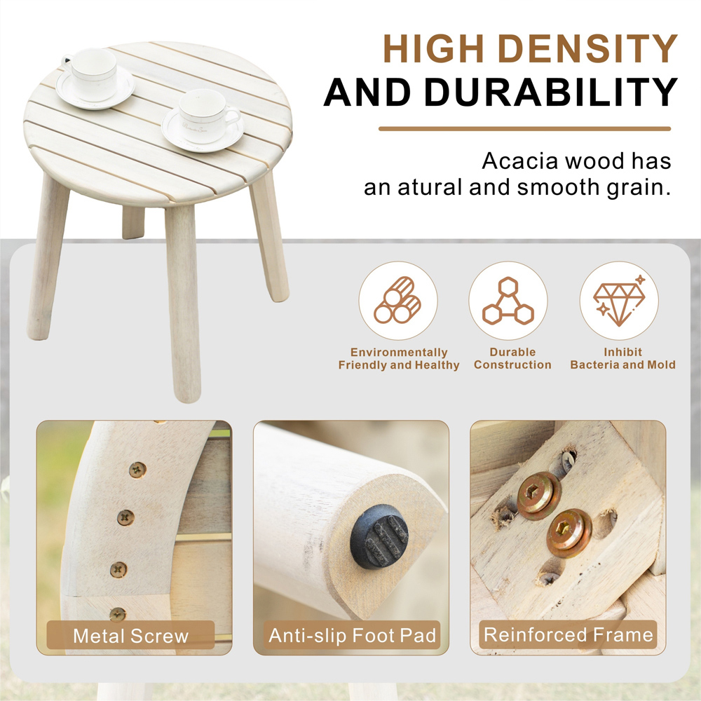 Direct Wicker Naturally Sanded Wooden Garden Side Table Image 7