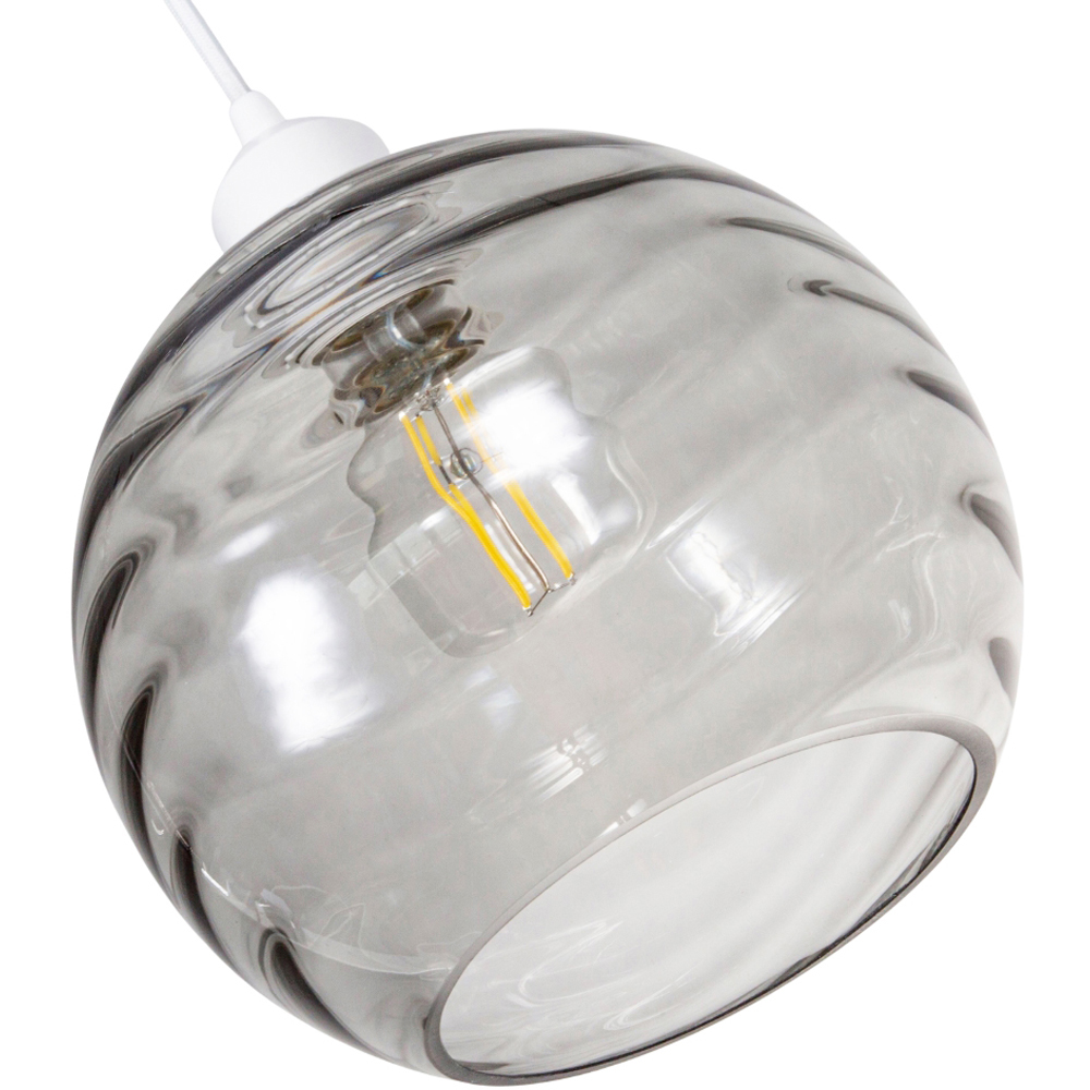 Happy Homewares Designer Smoked Circular Ribbed Glass Non Electric Pendant Shade Image 4