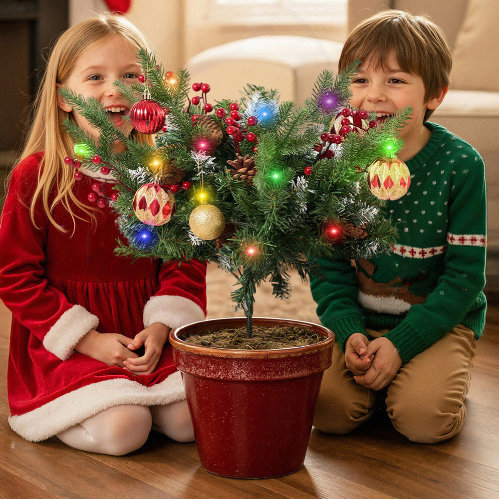 Living and Home Pre-Lit Christmas Mushroom-Shaped Planter Bush with Timer 60cm 2 Pack Image 7