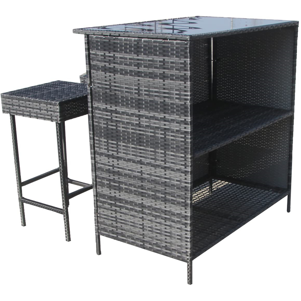 Furniture One 2 Seater Grey Rattan Garden Bar Set Image 3