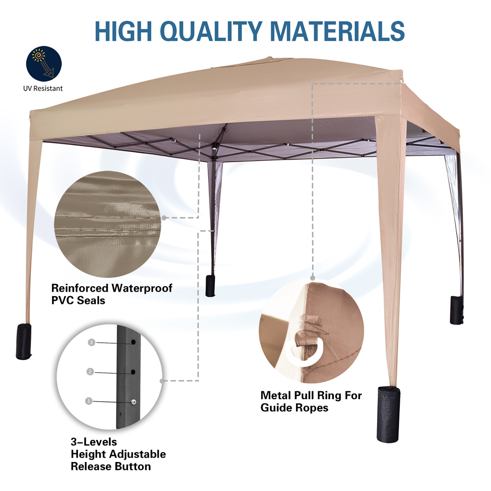Beige Pop Up Outdoor Gazebo 2 x 2m Image 7