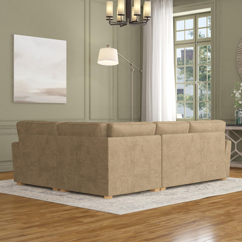 Wendleberry 3 Seater Mink Plush Velvet Fixed Back Right Hand Corner Sofa Image 6