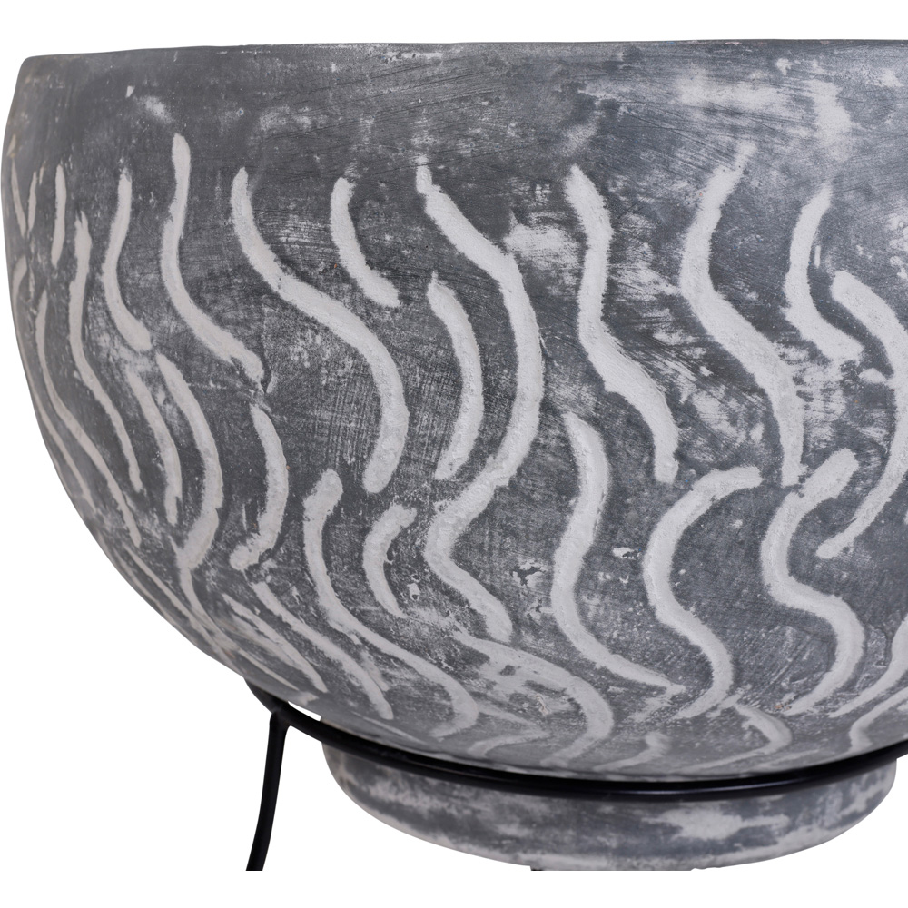 Snug Toledo Grey Wave Design Clay BBQ Firepit Bowl with Removable Grill Image 4