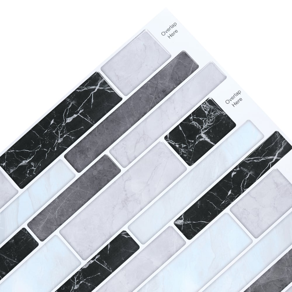 Living and Home Brick Effect Grey and Black Self Adhesive Wall Sticker 10 Pack Image 4