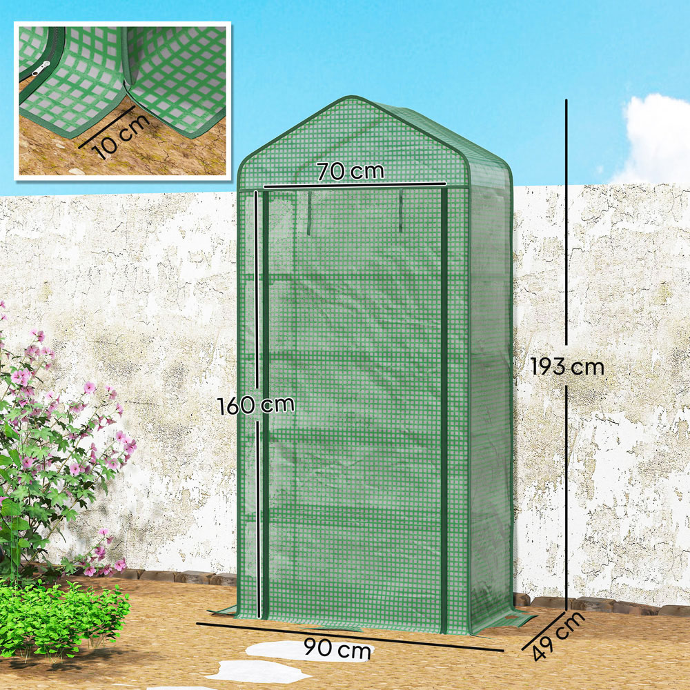 Outsunny Green PE 3 x 1.6ft 5-Tier Widened Greenhouse Image 8