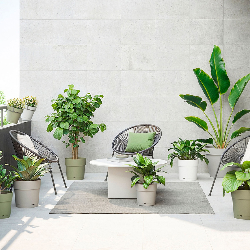 Artevasi Capri Ash Green Wide Plant Pot with Water Reserve 30cm Image 2