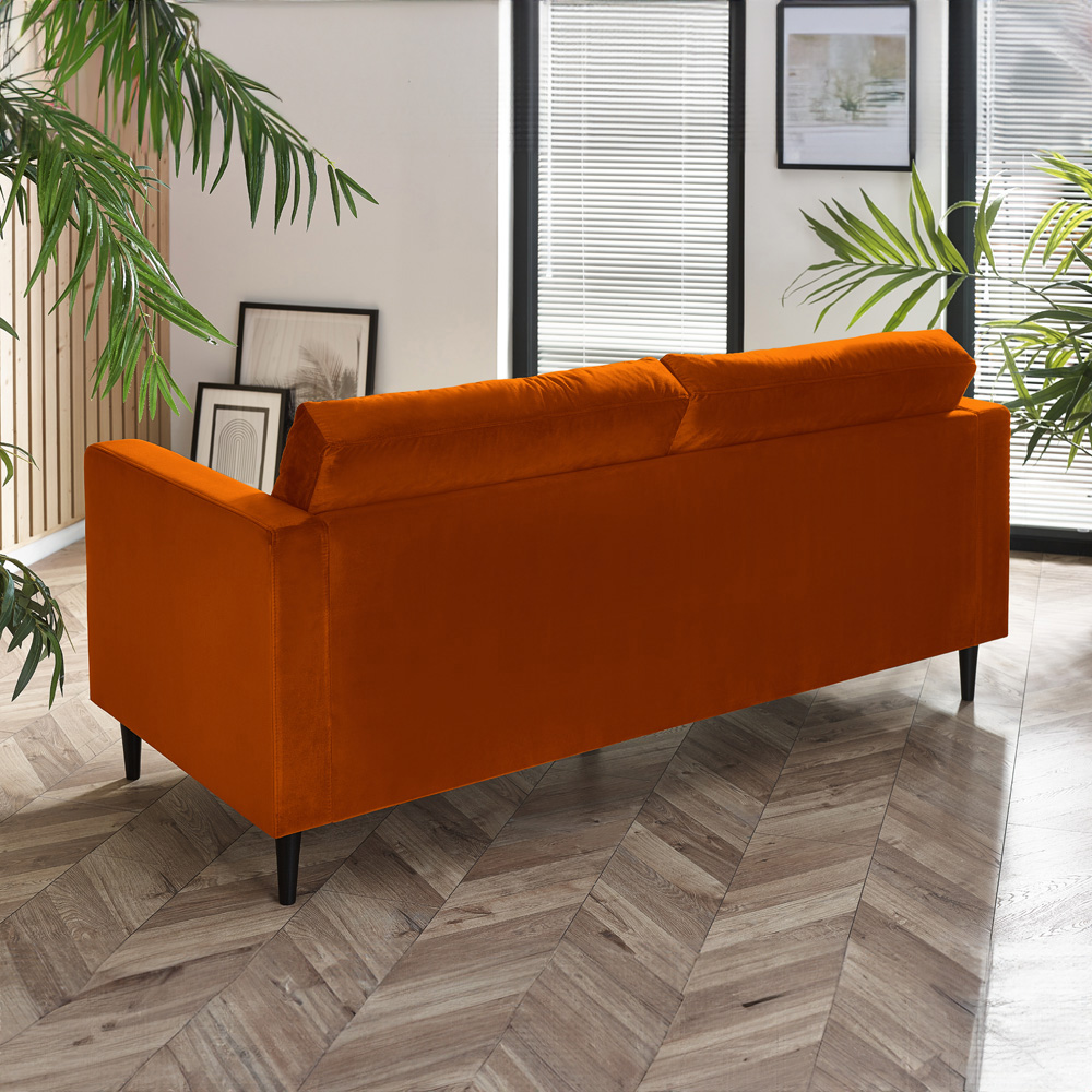 Furniturebox Josie 3 Seater Burnt Orange Velvet Sofa Image 4