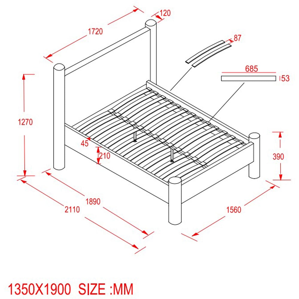 Flair Rayne Double Beige Boucle Fabric Pillar Bed Image 5