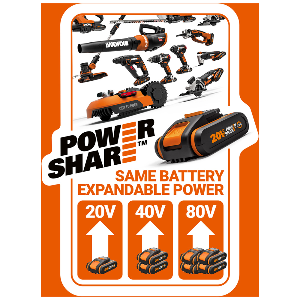 Worx PowerShare WA3639 20V 2.0Ah Battery with Indicator Image 3