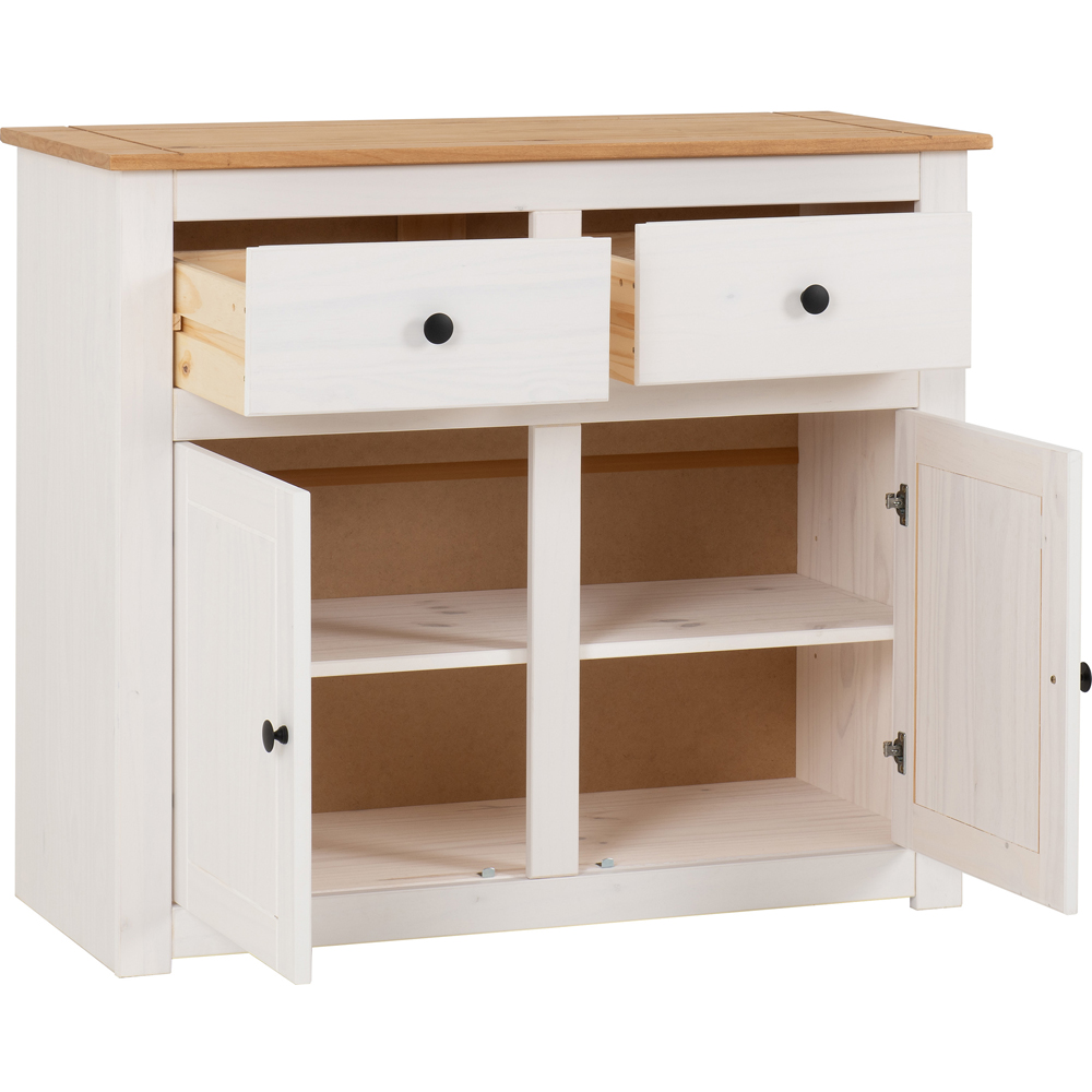 Seconique Panama 2 Door 2 Drawer White and Natural Wax Sideboard Image 4