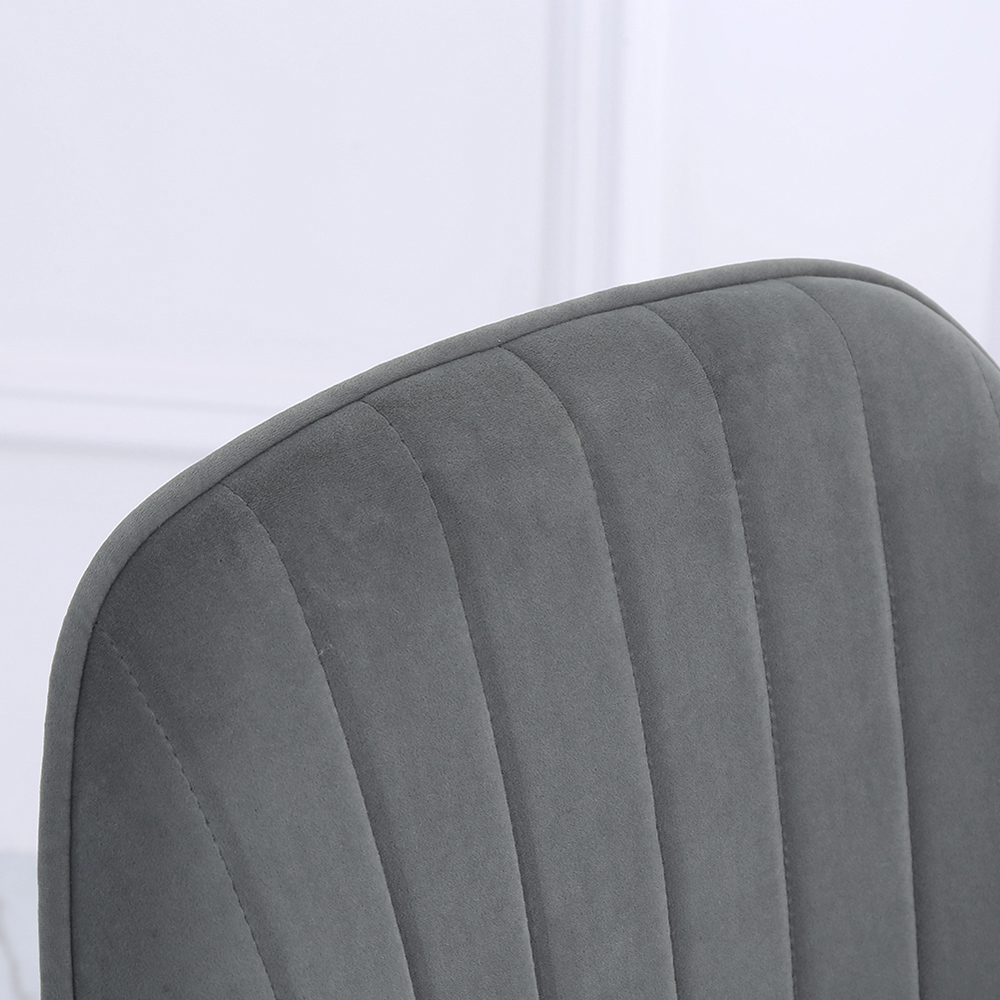 Living and Home Set of 2 Grey Modern Velvet Upholstered Dining Chair Image 6