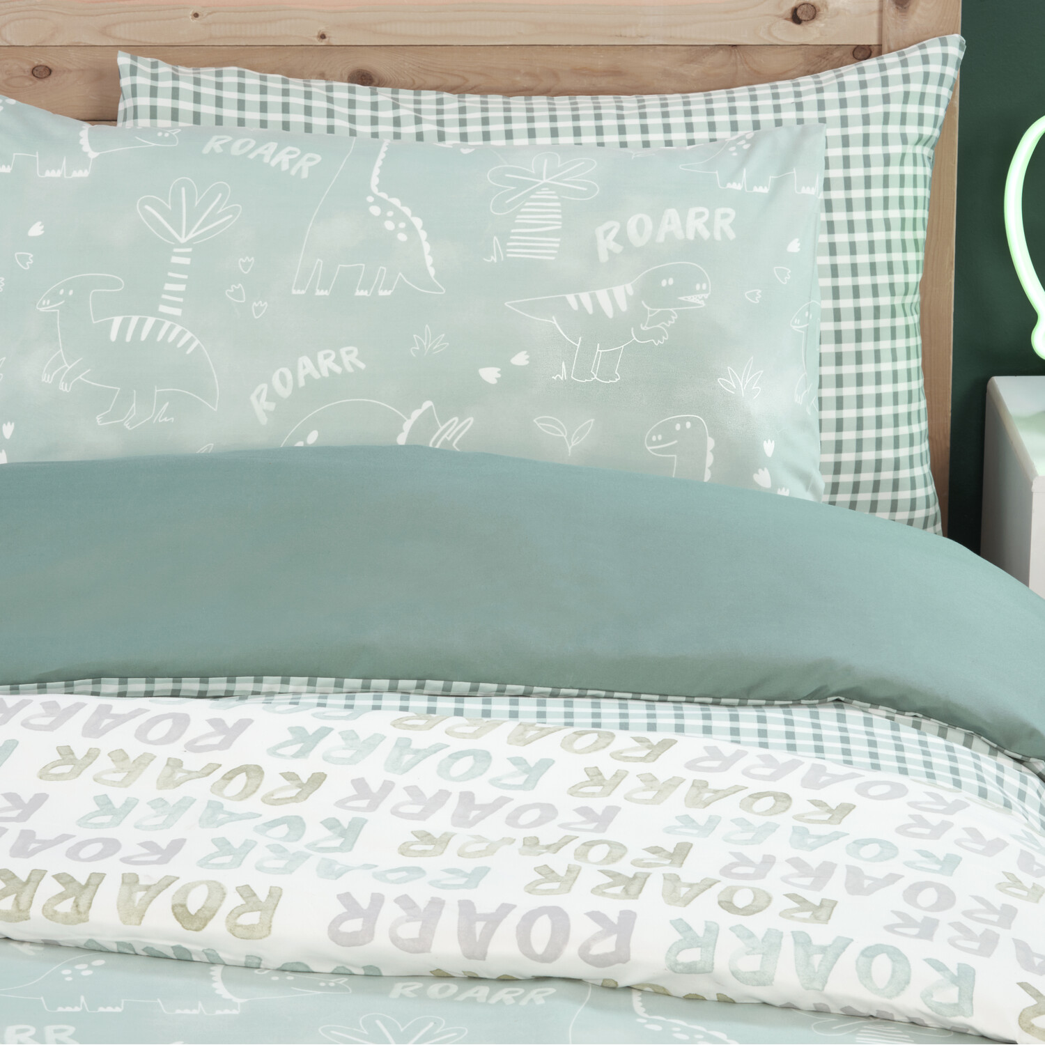 Pack of 2 Dinosaur Duvet Sets - Green Image 4