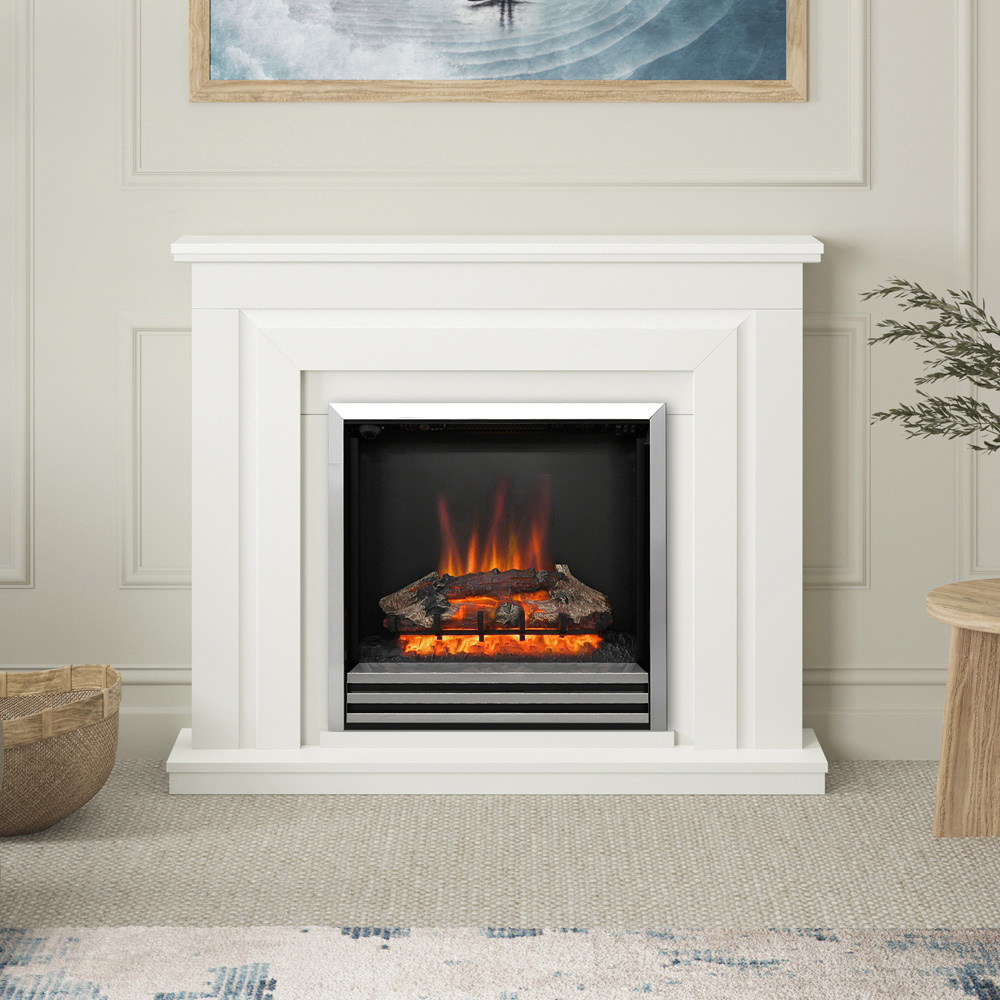 Be Modern Whitham Stone and Anthracite Timber Electric Fireplace Suite 48 inch Image 2