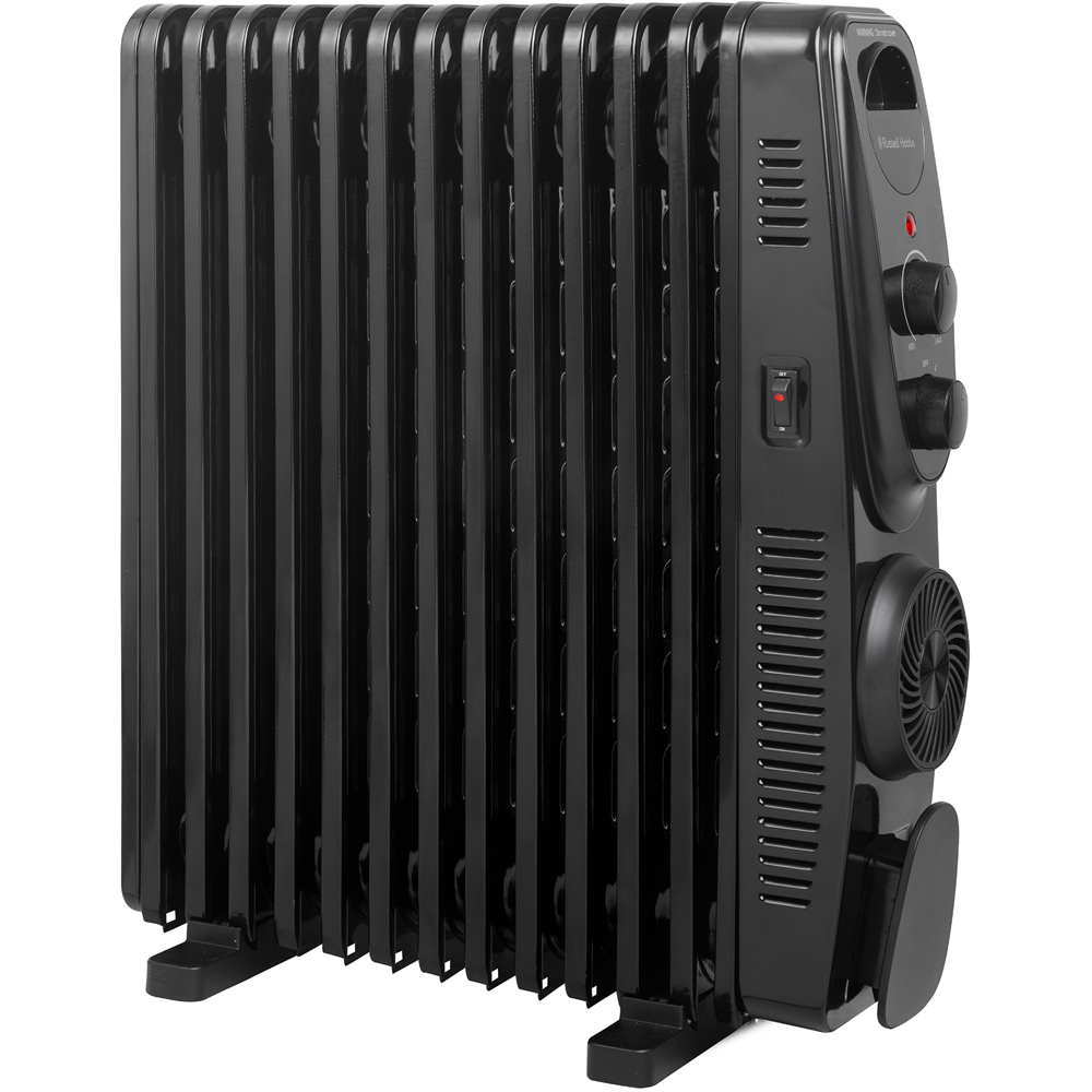 Russell Hobbs RHOFR2403B Black 13 Fin Manual Oil Filled Radiator Turbo Fan 2500W Image 2