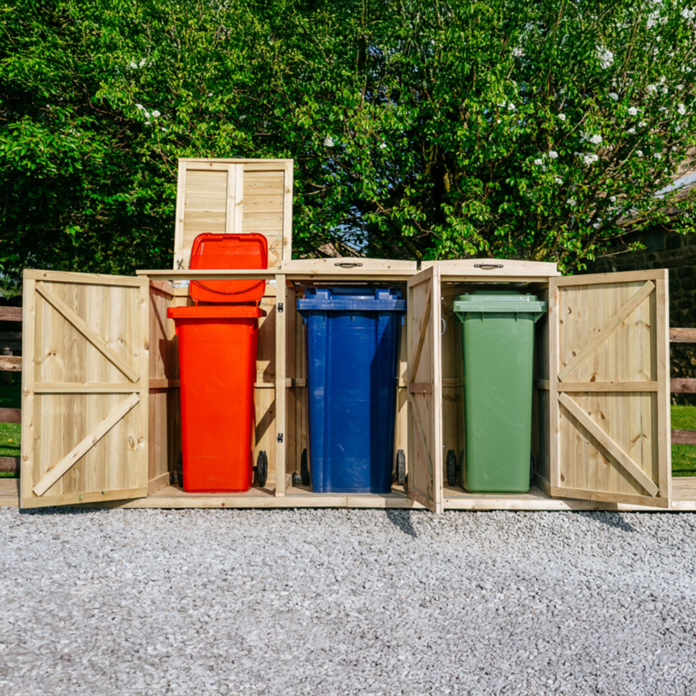 The Garden Village Chatburn 240L Triple Wheelie Bin Shed Image 9