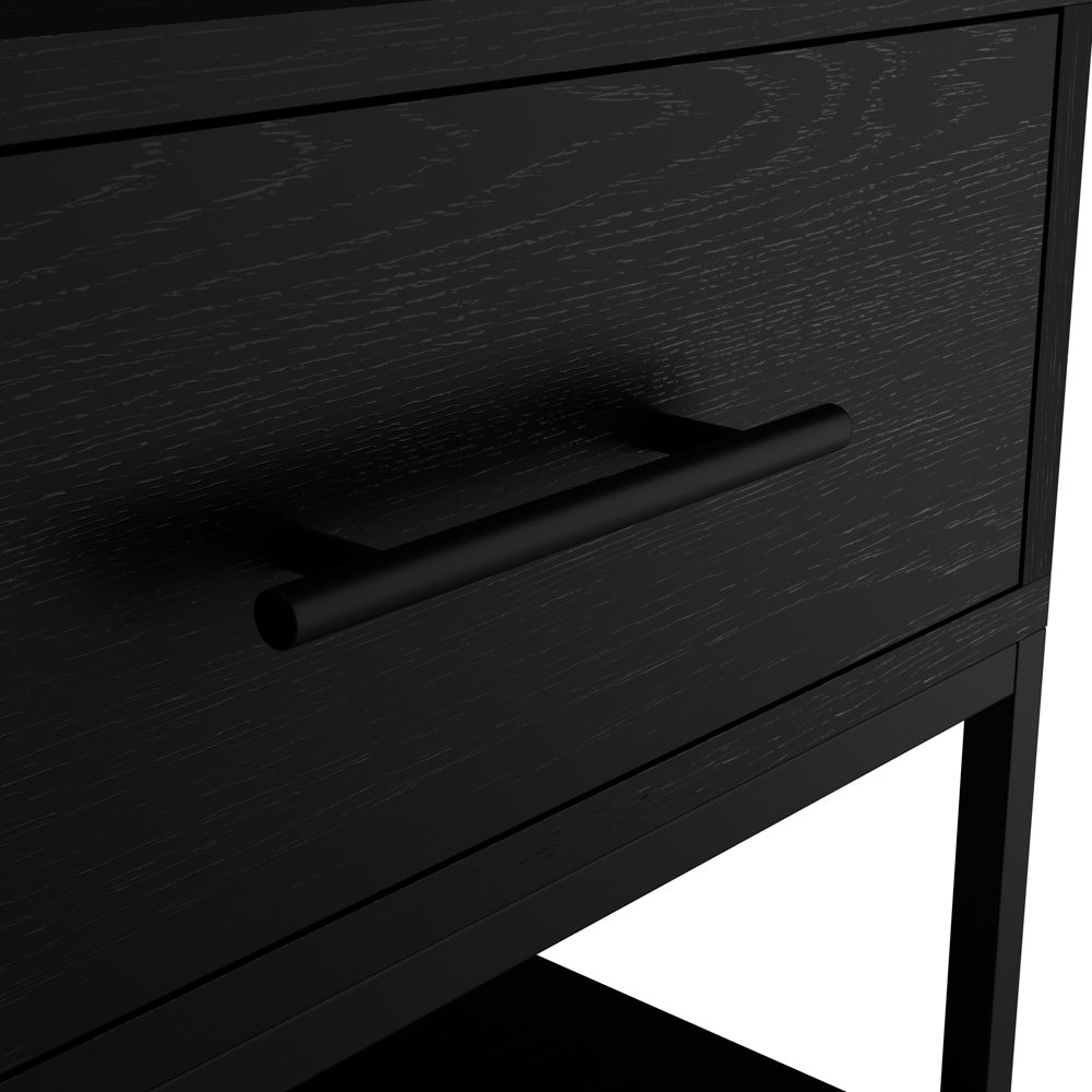 Boston Single Drawer Single Shelf Matte Black Bedside Table Image 7