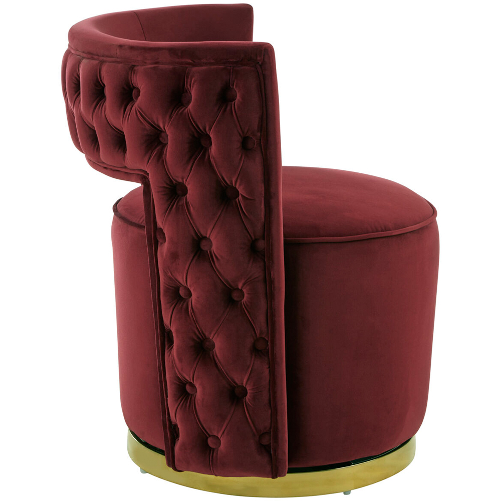 Premier Housewares Bola Red Wine Velvet Swivel Accent Chair Image 2