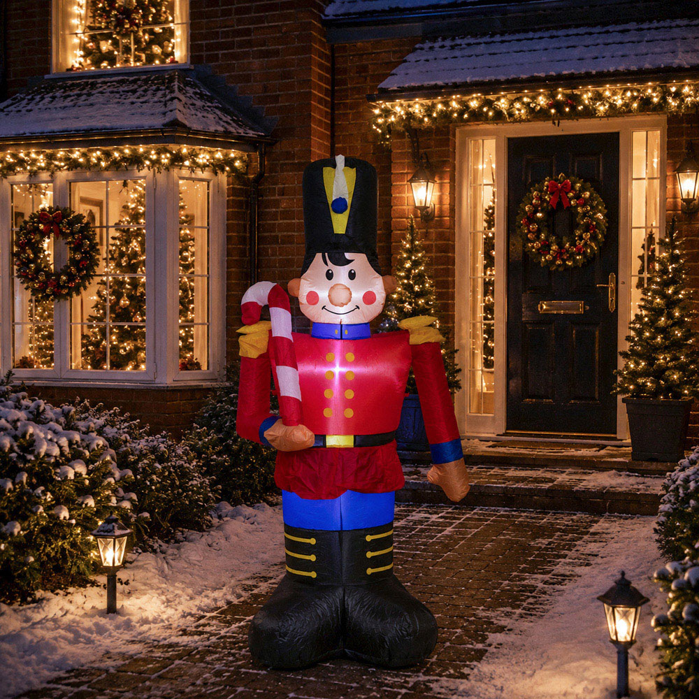 Samuel Alexander Inflatable Light Up Toy Soldier with Candy Cane Christmas Decoration 6ft Image 9