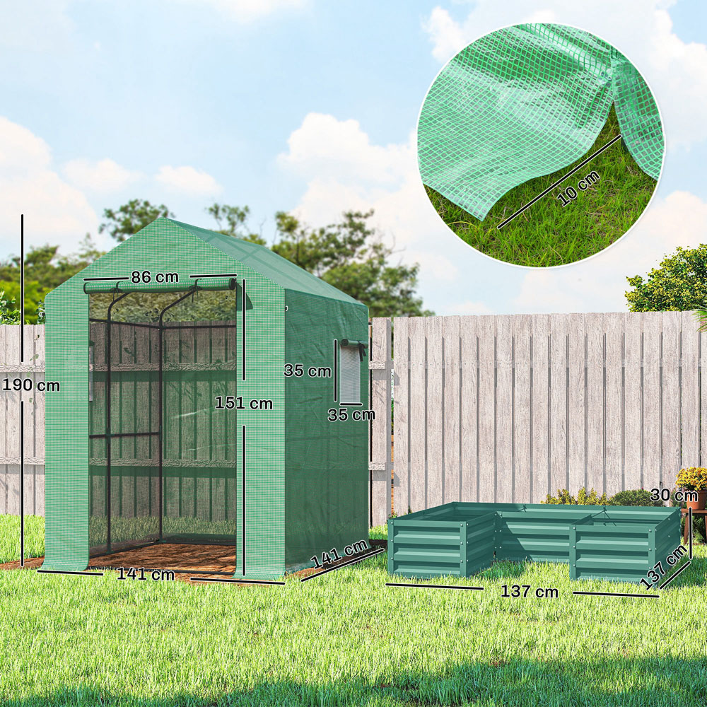 Outsunny Green 6.5 x 2.4ft Mini Greenhouse with Roll Up Door Image 9