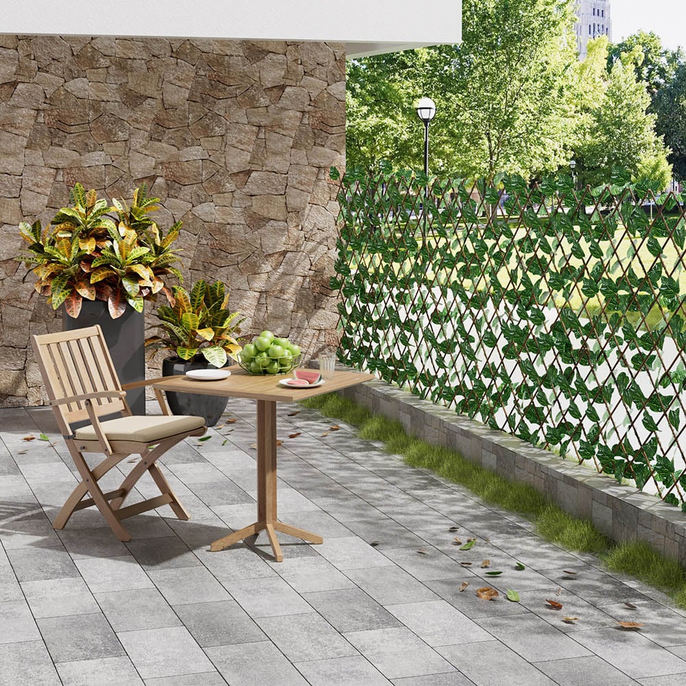 Living and Home 6.4 x 3.2ft Retractable Hedge Panel with Artificial Grape Leaf Image 8