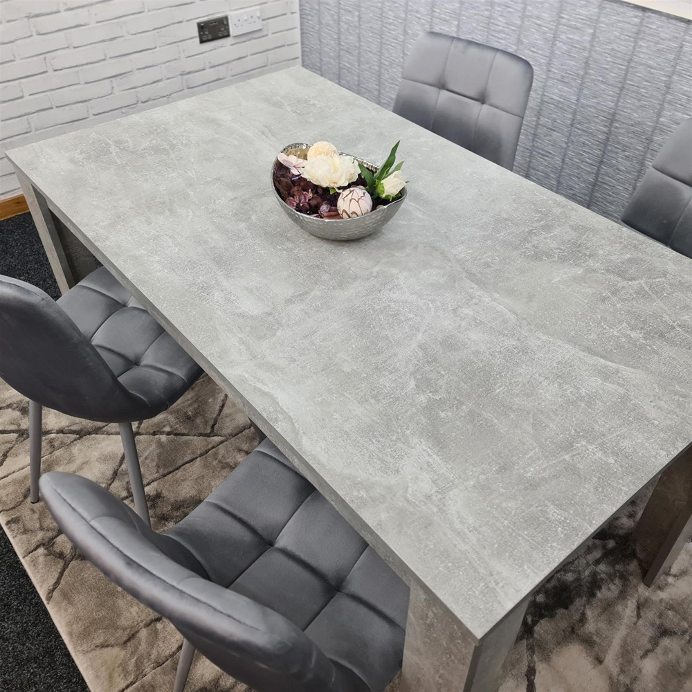 Portland Velvet 4 Seater Dining Set Stone Grey and Grey Image 5