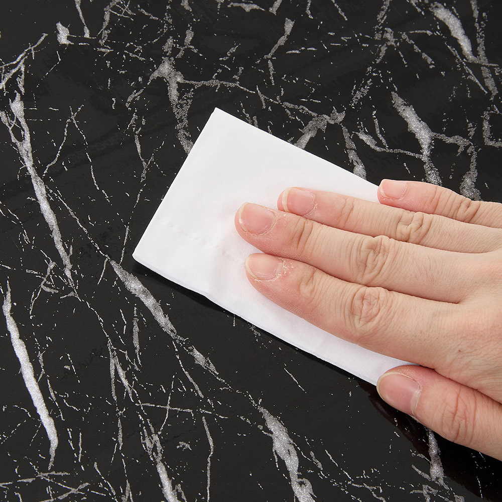Living and Home Marble Effect Black PVC Self Adhesive Wallpaper Image 6