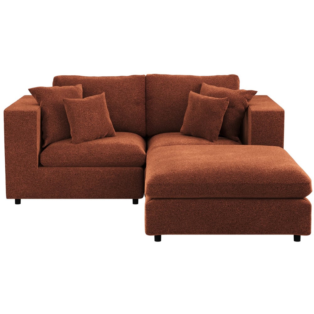 Solace+Co Asher 3 Seater Burnt Orange Chenille Sofa with Footstool Image 2