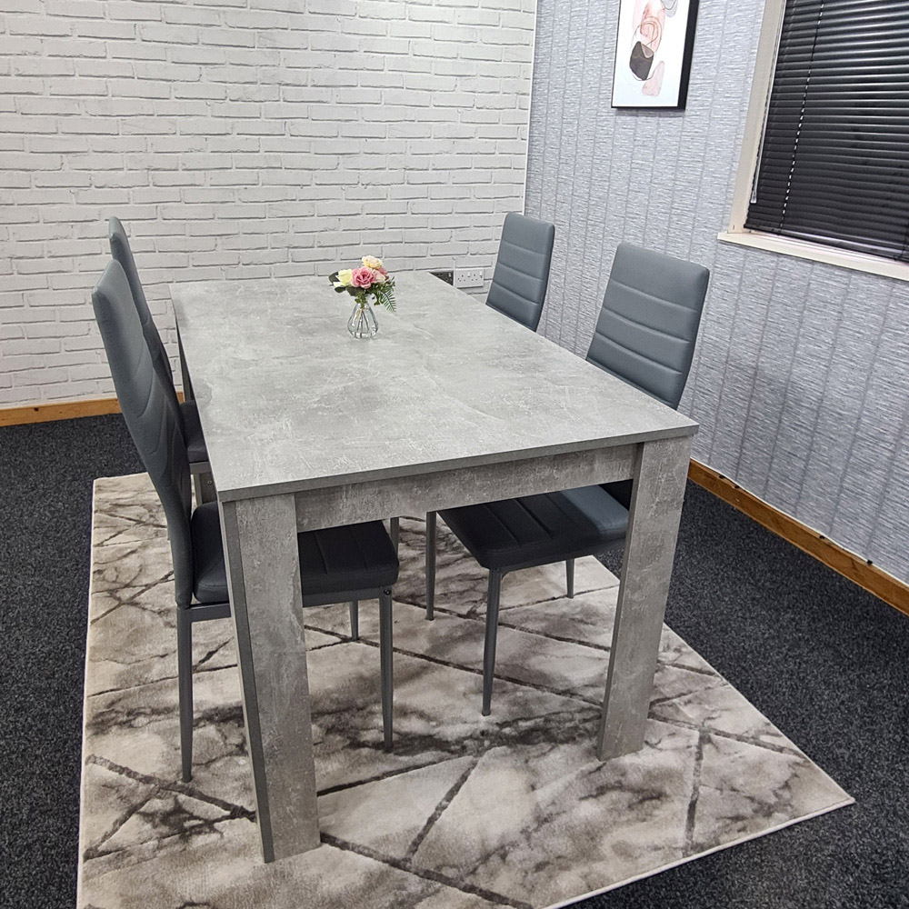 Portland Leather 4 Seater Dining Set Stone Grey and Grey Image 3