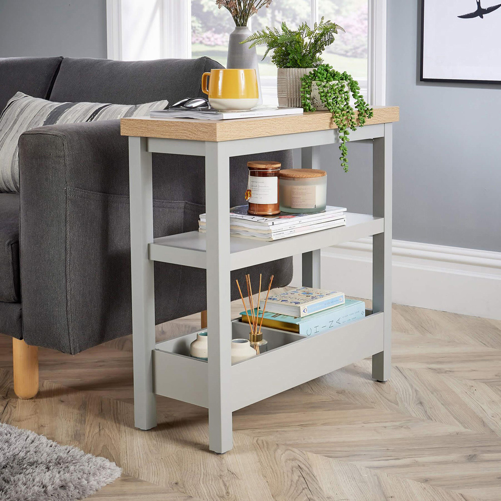 Home Source Avon 3 Shelf Grey Slim Side Table Image 6