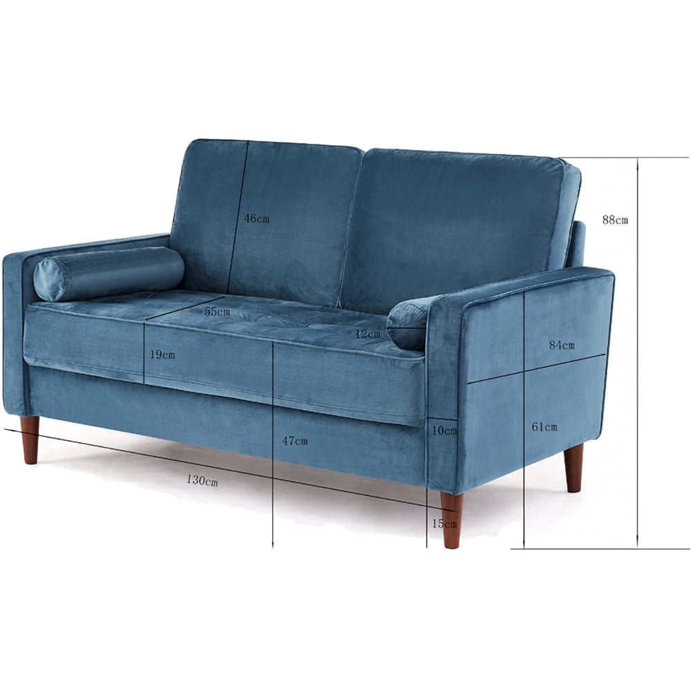 Home Detail Edward 2 Seater Blue Velvet Sofa Image 9