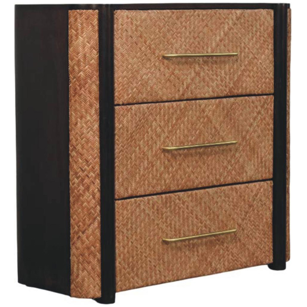 Artisan Furniture Havana Brown 3 Drawer Solid Wood Weave Chest of Drawers Image 3